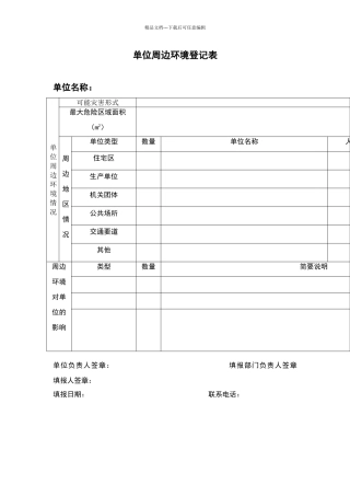 单位周边环境登记表