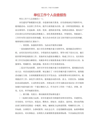 单位工作个人自查报告
