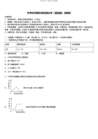 南京栖霞中学中考化学适应性模拟试题含解析