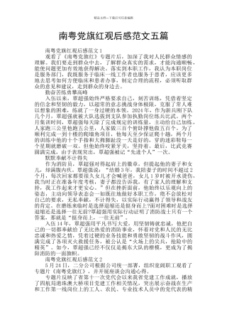 南粤党旗红观后感范文五篇