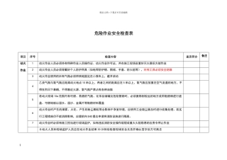 危险作业安全检查表