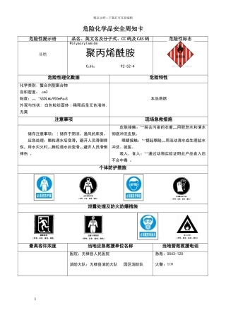 危险化学品安全周知卡-聚丙烯酰胺