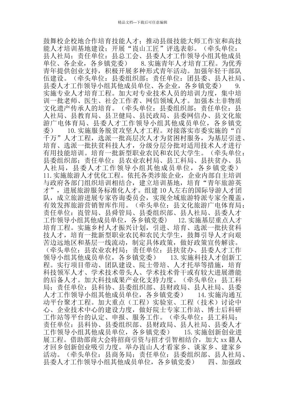 县2024年人才工作要点及责任分工_第2页