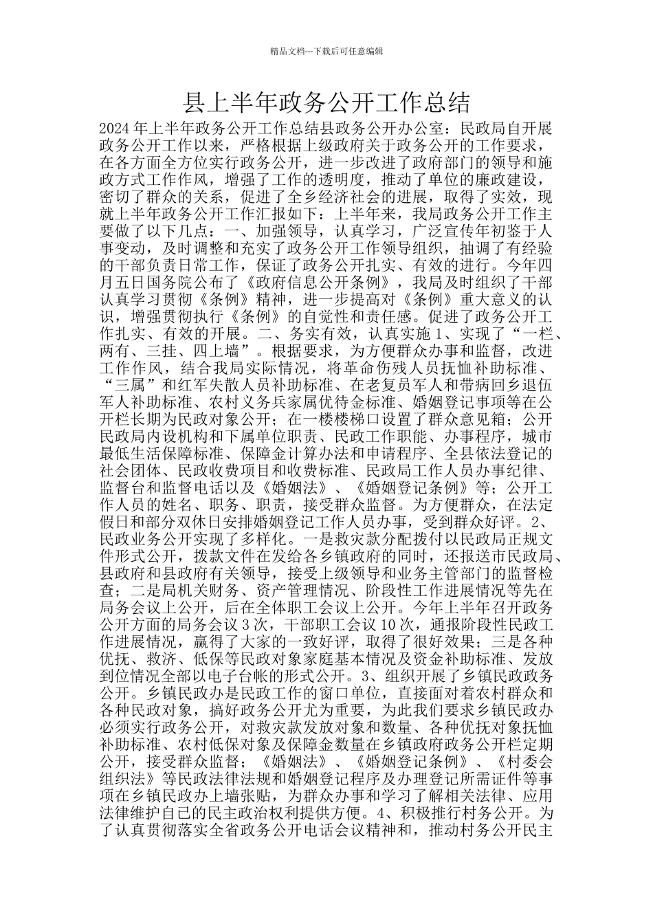 县上半年政务公开工作总结_第1页