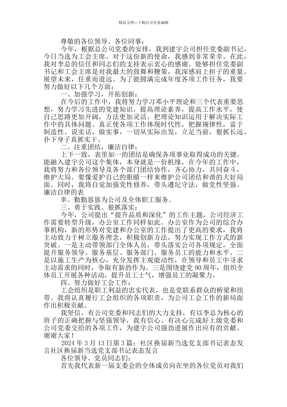县区书记换届表态发言_第3页