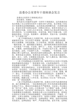 县委办公室青年干部座谈会发言
