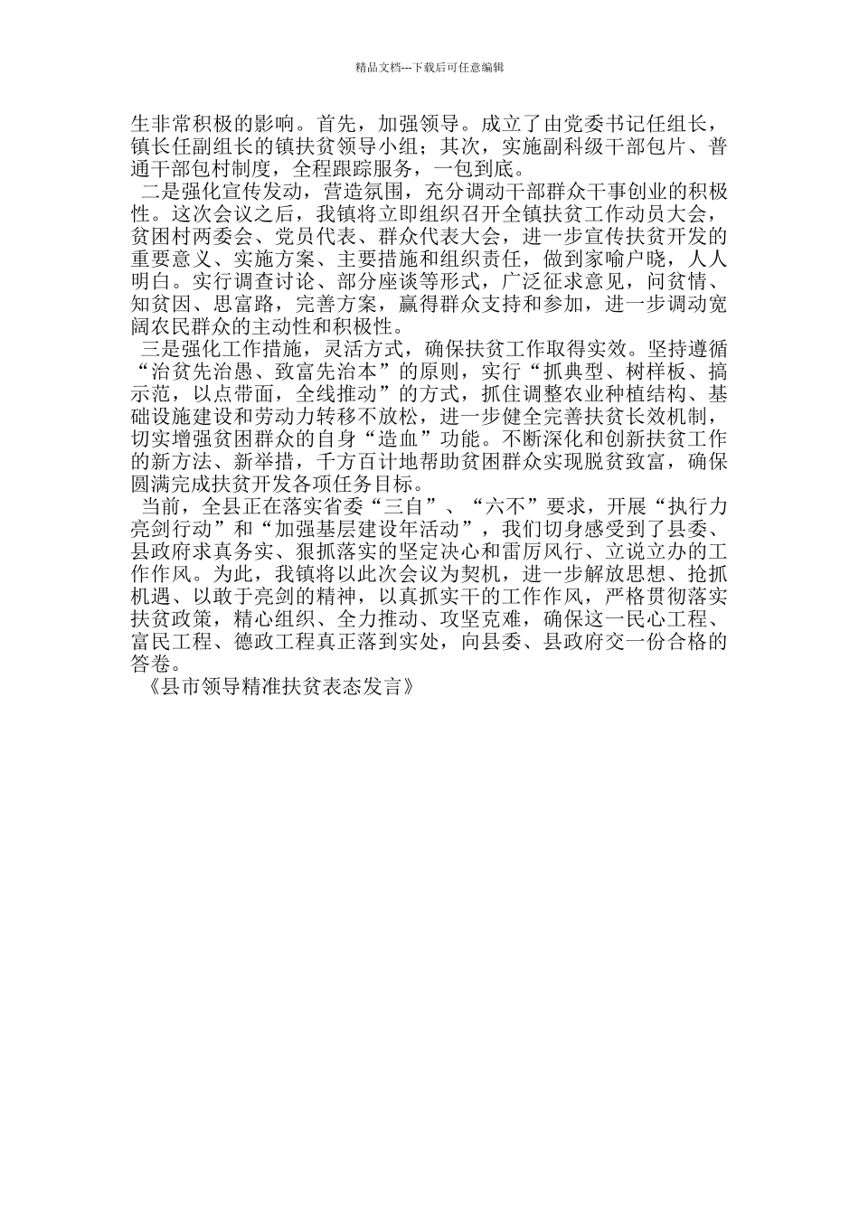 县市领导精准扶贫表态发言_第3页