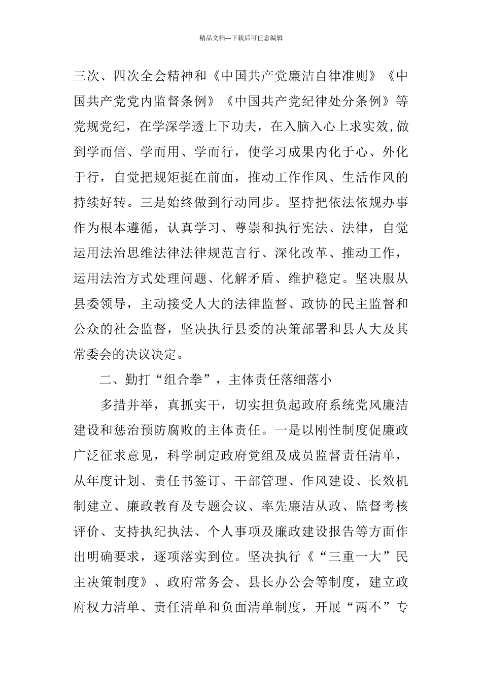 县政府党组2024年党风廉政建设工作总结_第2页