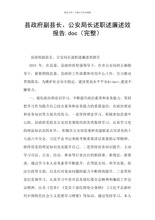 县政府副县长、公安局长述职述廉述效报告.doc
