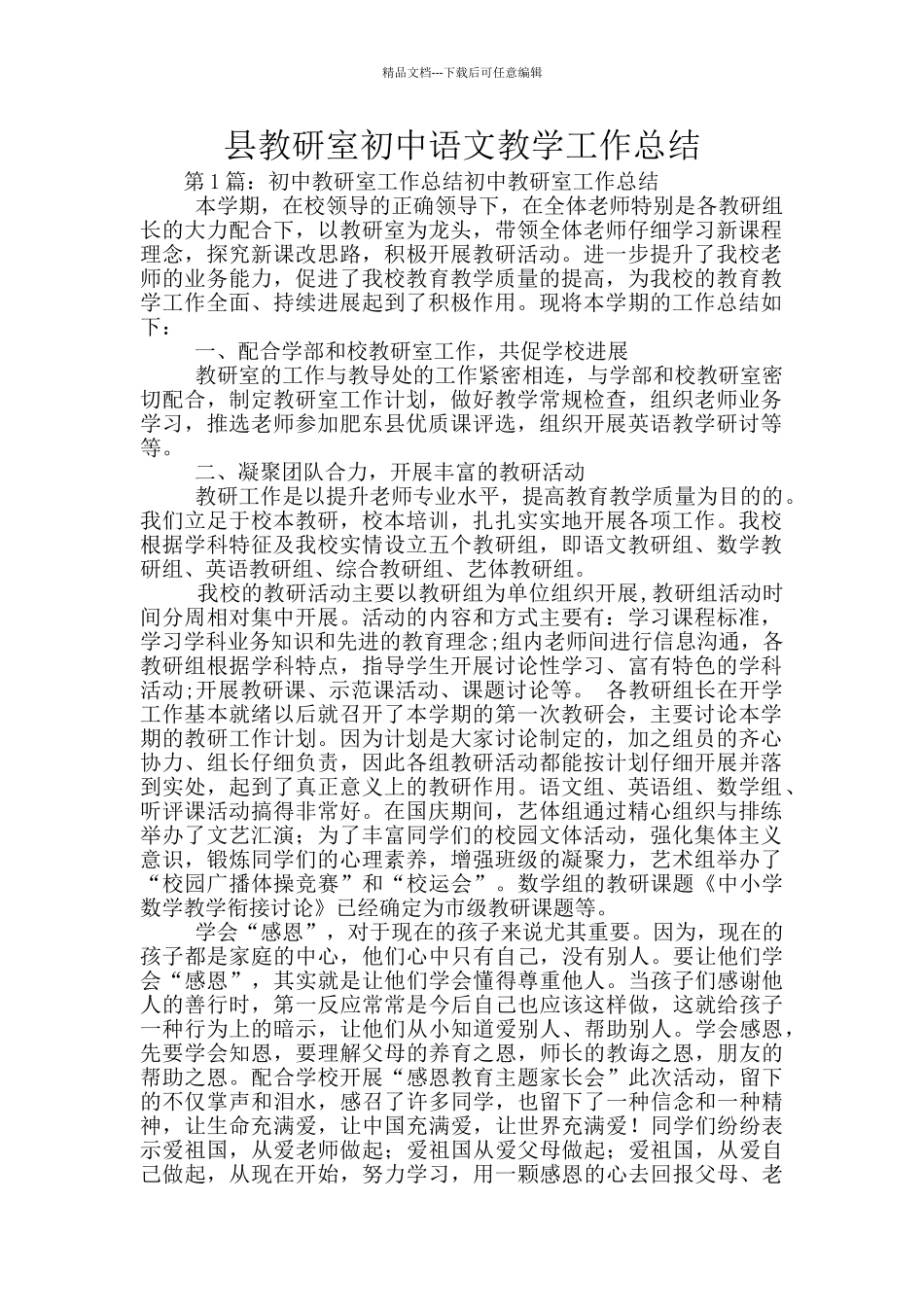 县教研室初中语文教学工作总结_第1页