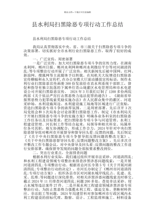 县水利局扫黑除恶专项行动工作总结