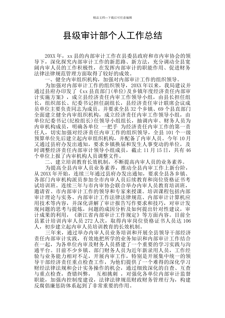 县级审计部个人工作总结_第1页