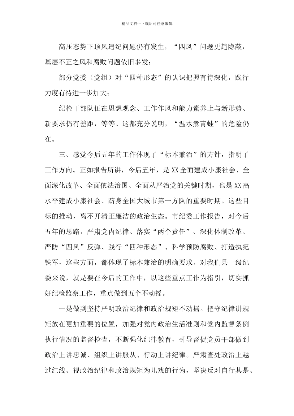 县纪委书记在讨论市纪委报告时的交流发言_第2页
