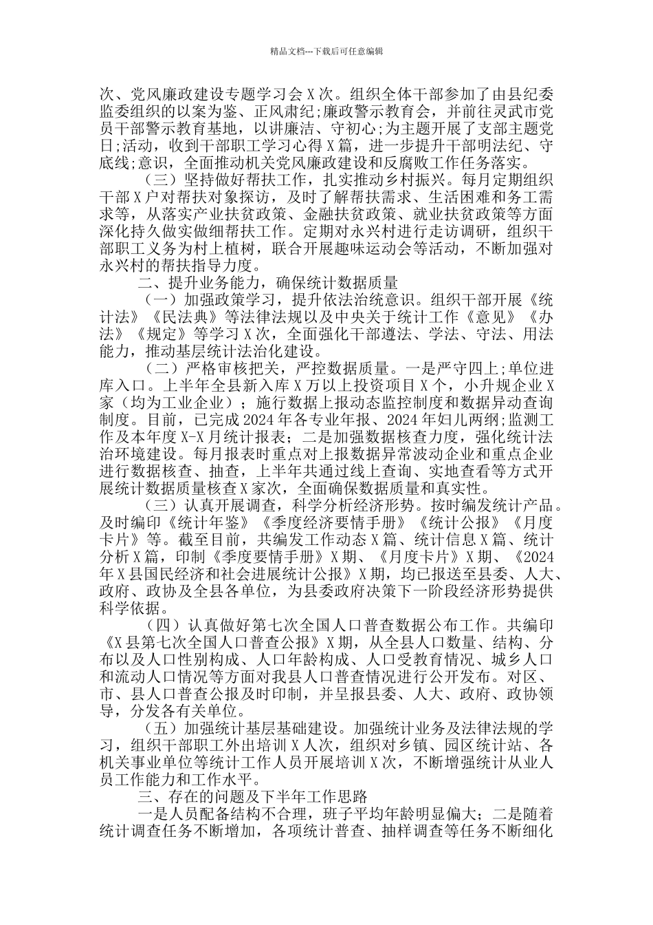 县统计局2024年上半年工作总结暨下半年工作思路_第2页