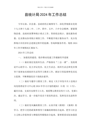 县统计局2024年工作总结