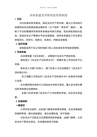 双体系建设考核奖惩管理制度