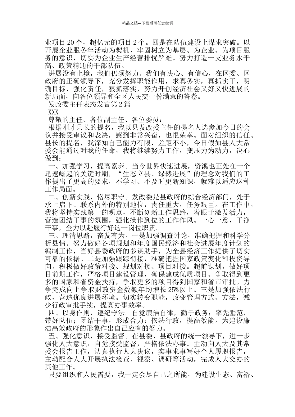 发改委主任表态发言_第2页
