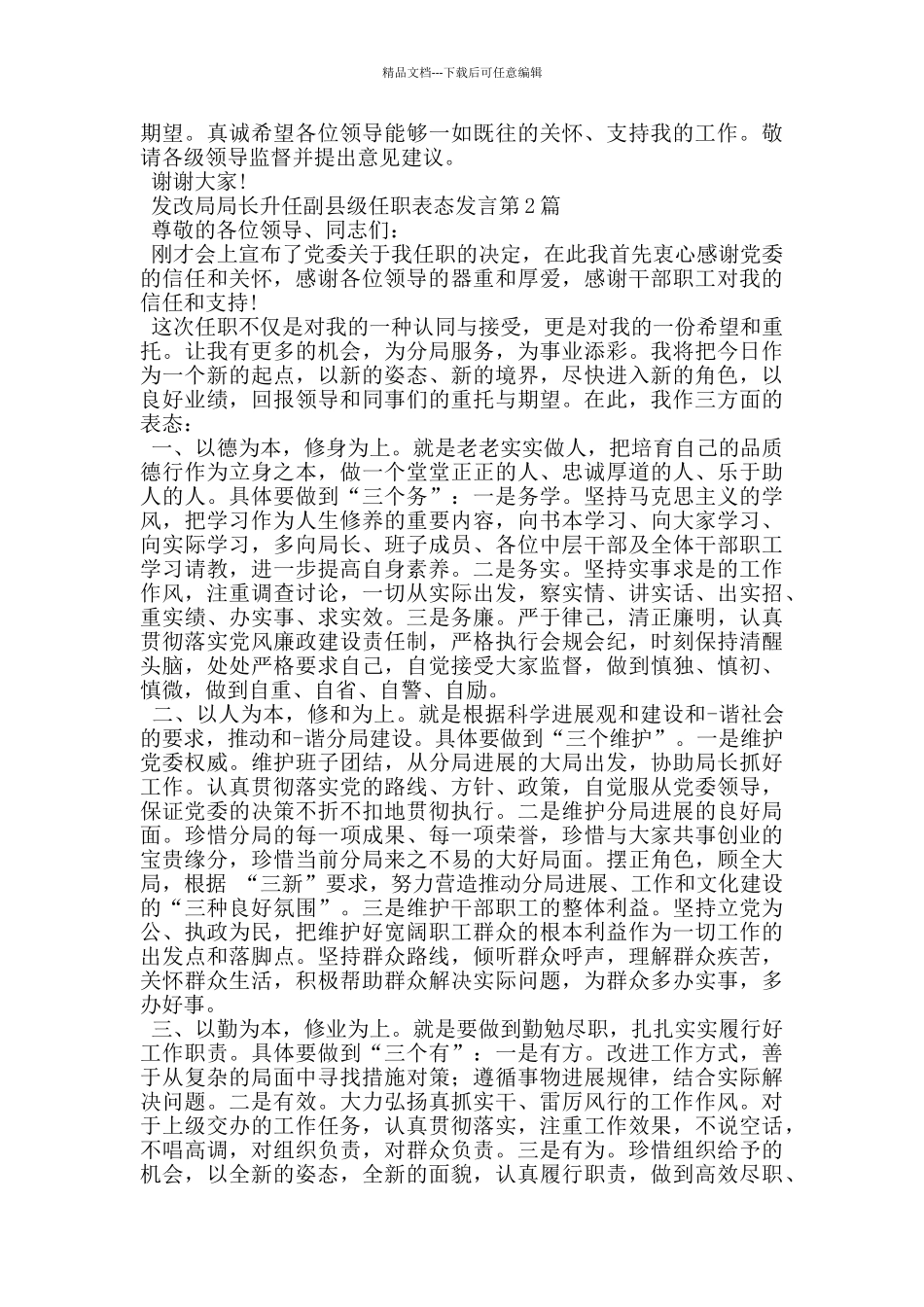 发改局局长升任副县级任职表态发言_第2页