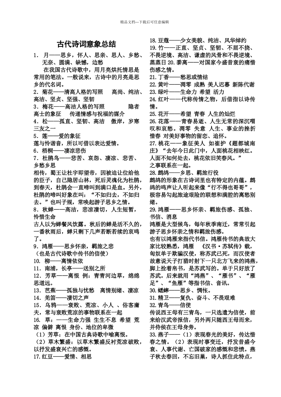 古代诗词意象总结_第1页