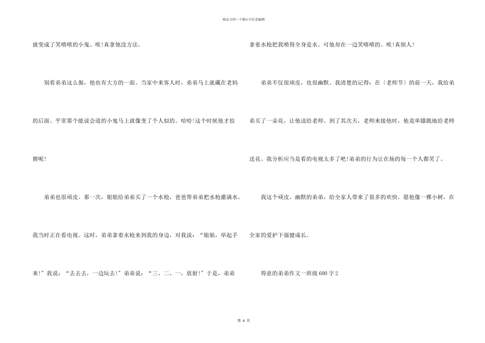 可爱的弟弟一年级600字_第2页