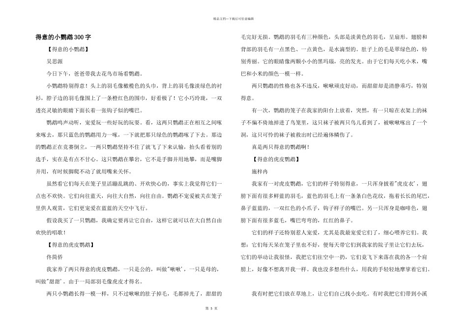 可爱的小鹦鹉300字_第1页