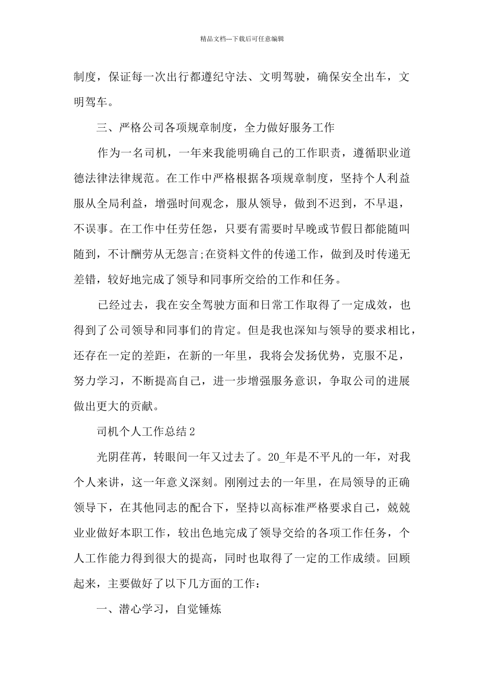 司机个人工作总结五篇_第2页