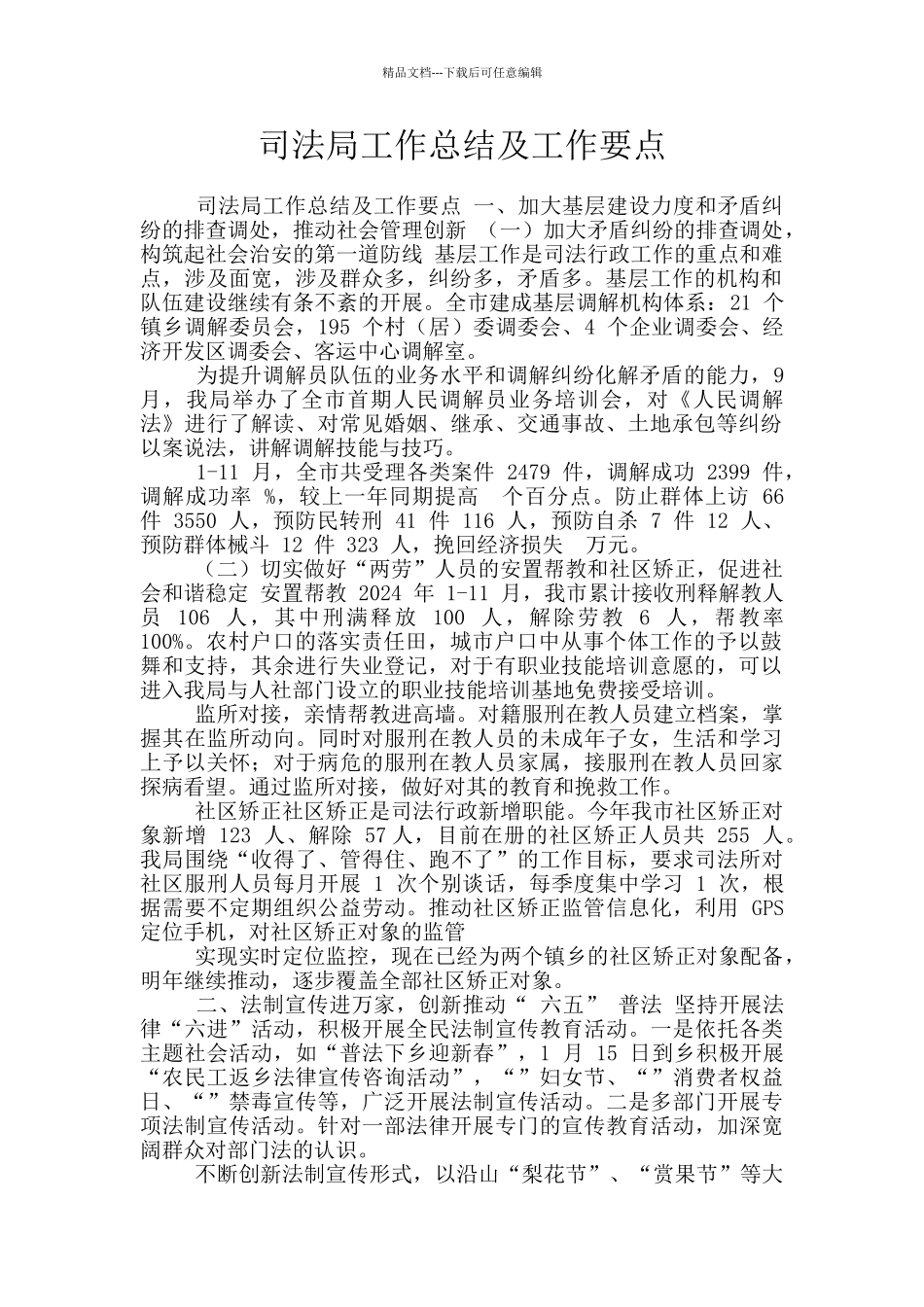 司法局工作总结及工作要点_第1页