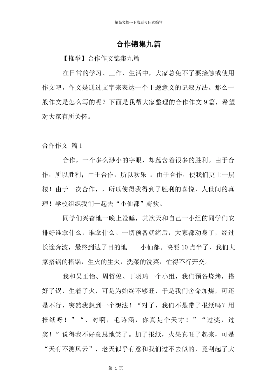 合作锦集九篇_第1页