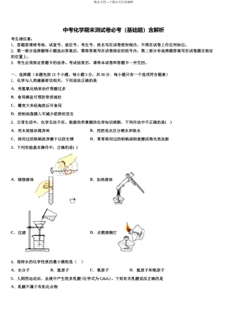 吉大附中达标名校中考试题猜想化学试卷含解析