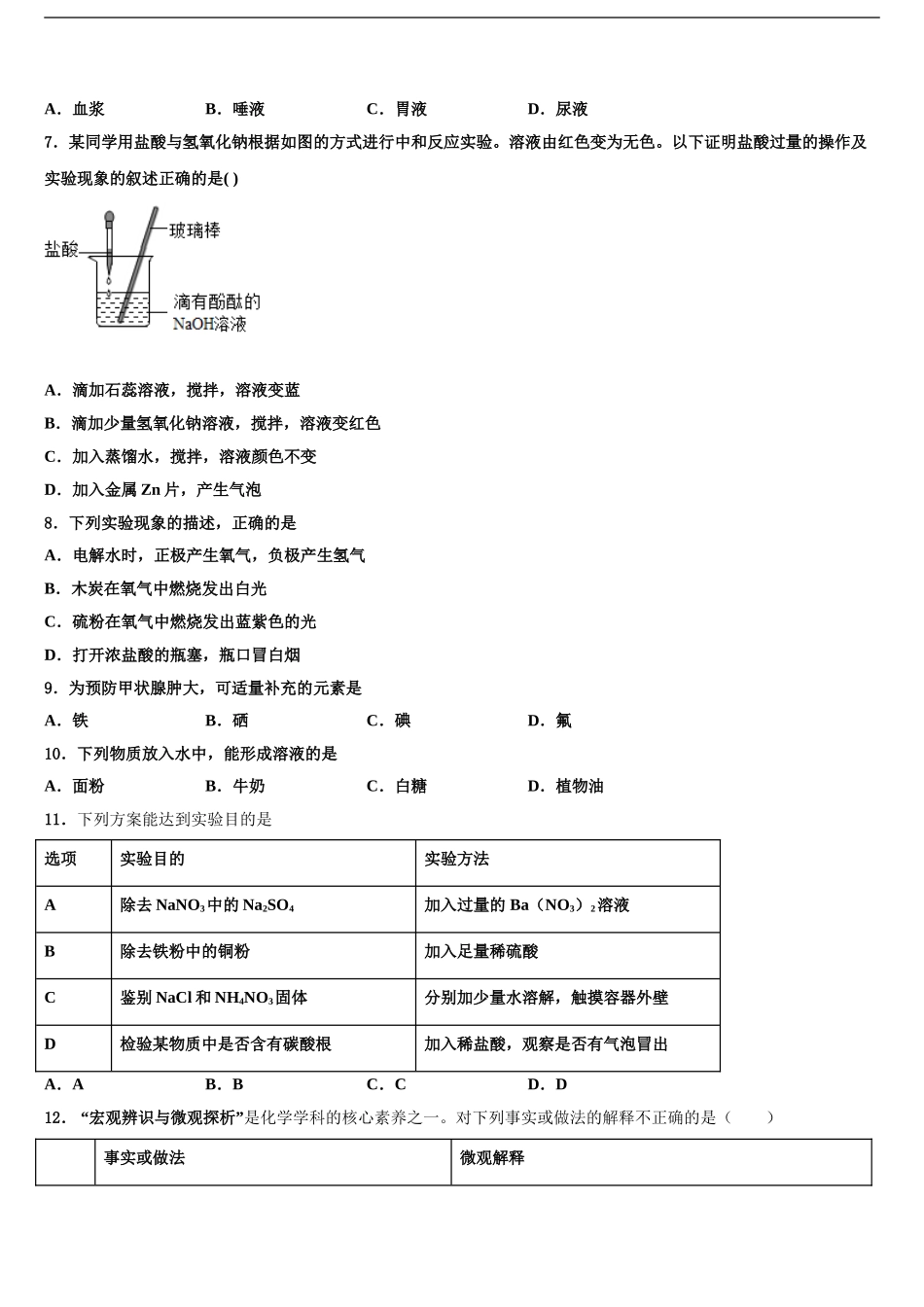 吉林省长春市名校中考化学考前最后一卷含解析_第2页