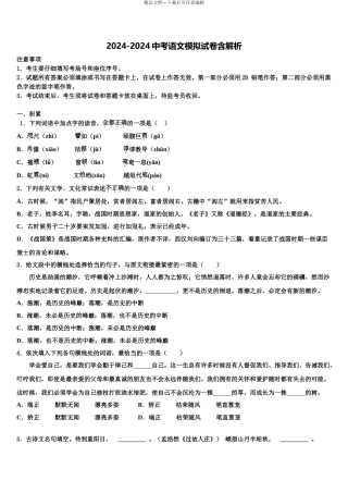 吉林省长春市长春外国语校中考适应性考试语文试题含解析