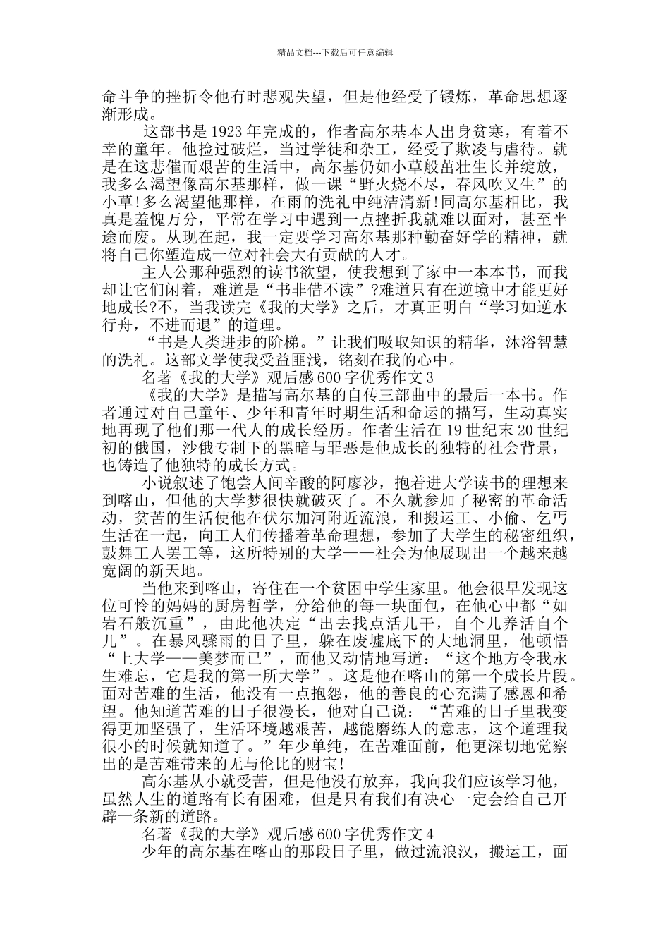 名著《我的大学》观后感600字优秀作文5篇_第2页