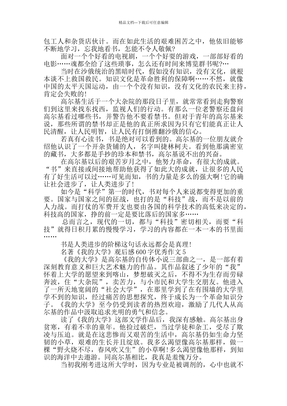 名著《我的大学》观后感600字优秀作文5篇_第3页