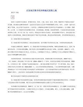 后发地区数字经济跨越式发展之路