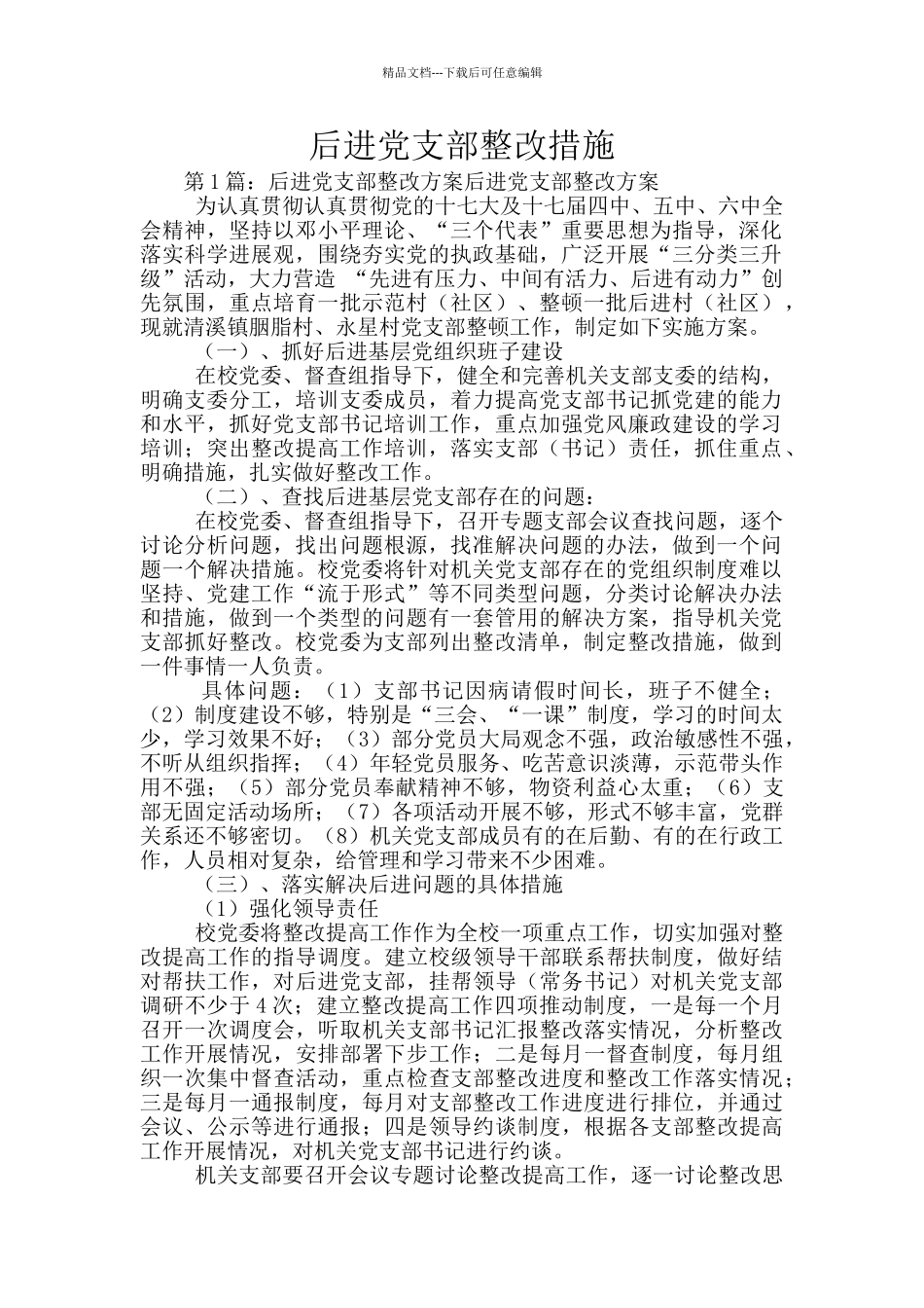 后进党支部整改措施_第1页