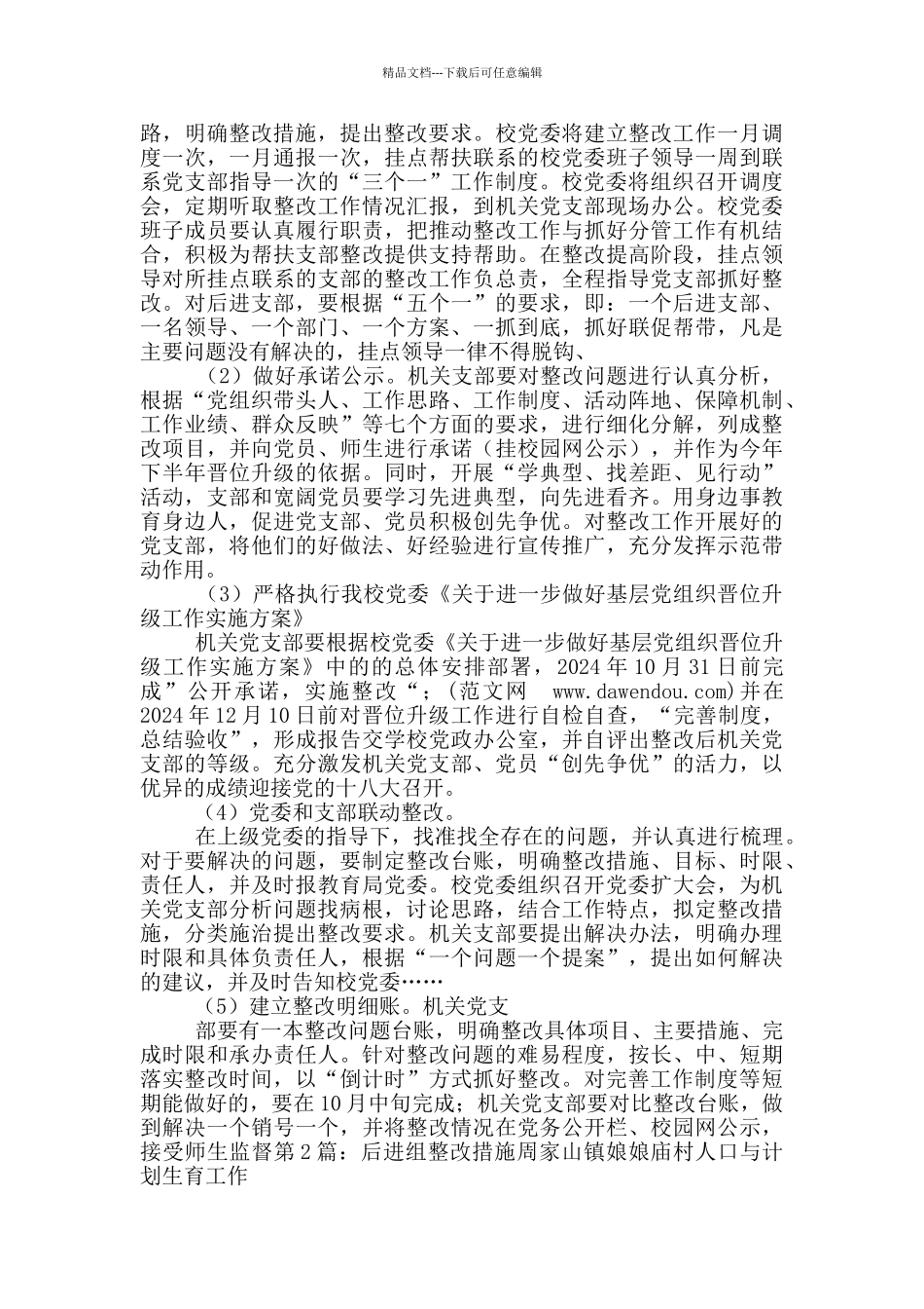 后进党支部整改措施_第2页
