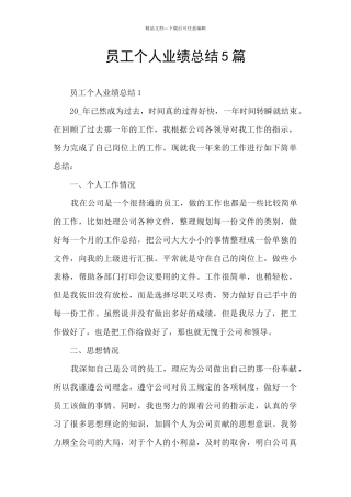 员工个人业绩总结5篇