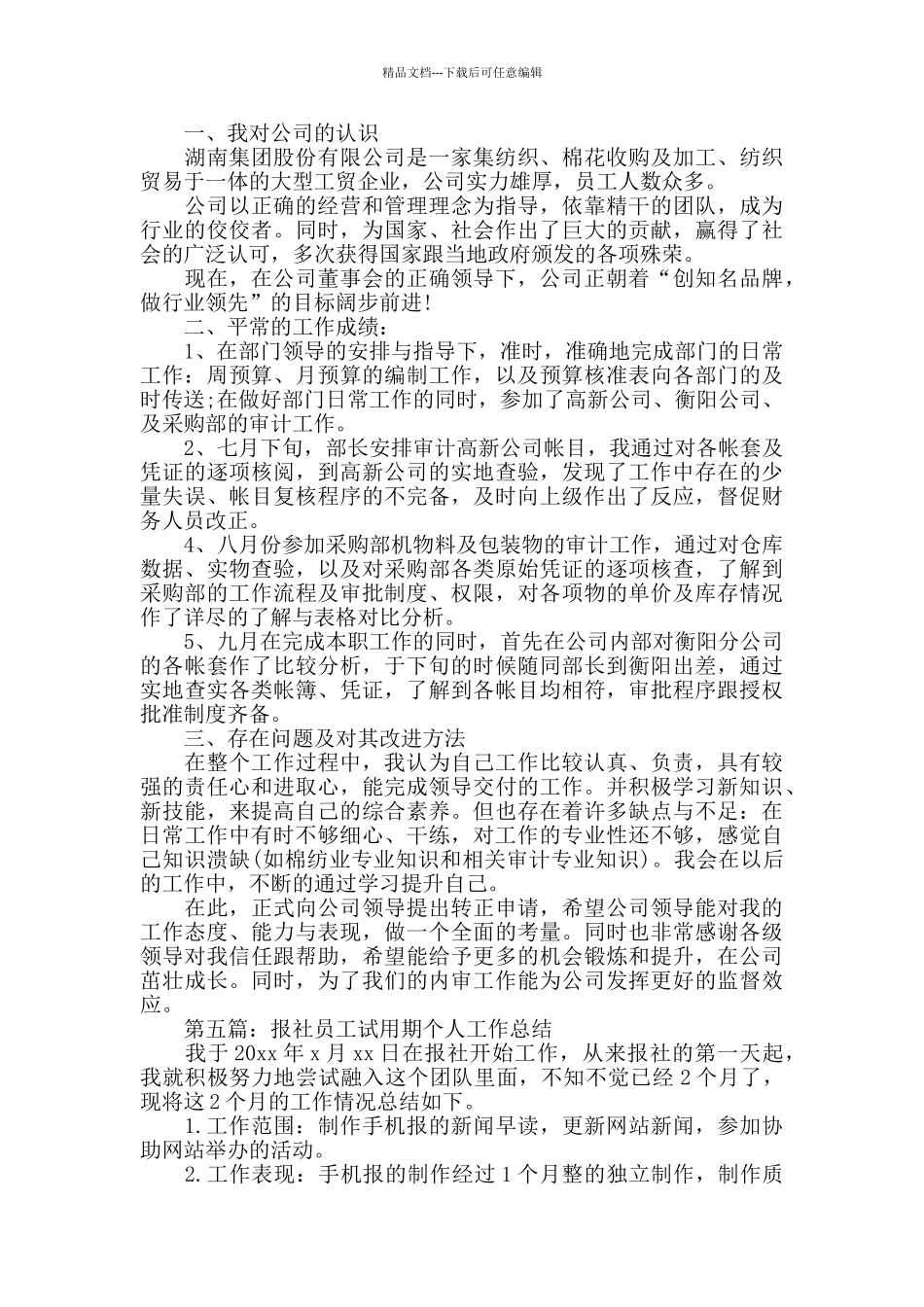 员工企业试用期个人工作总结_第2页