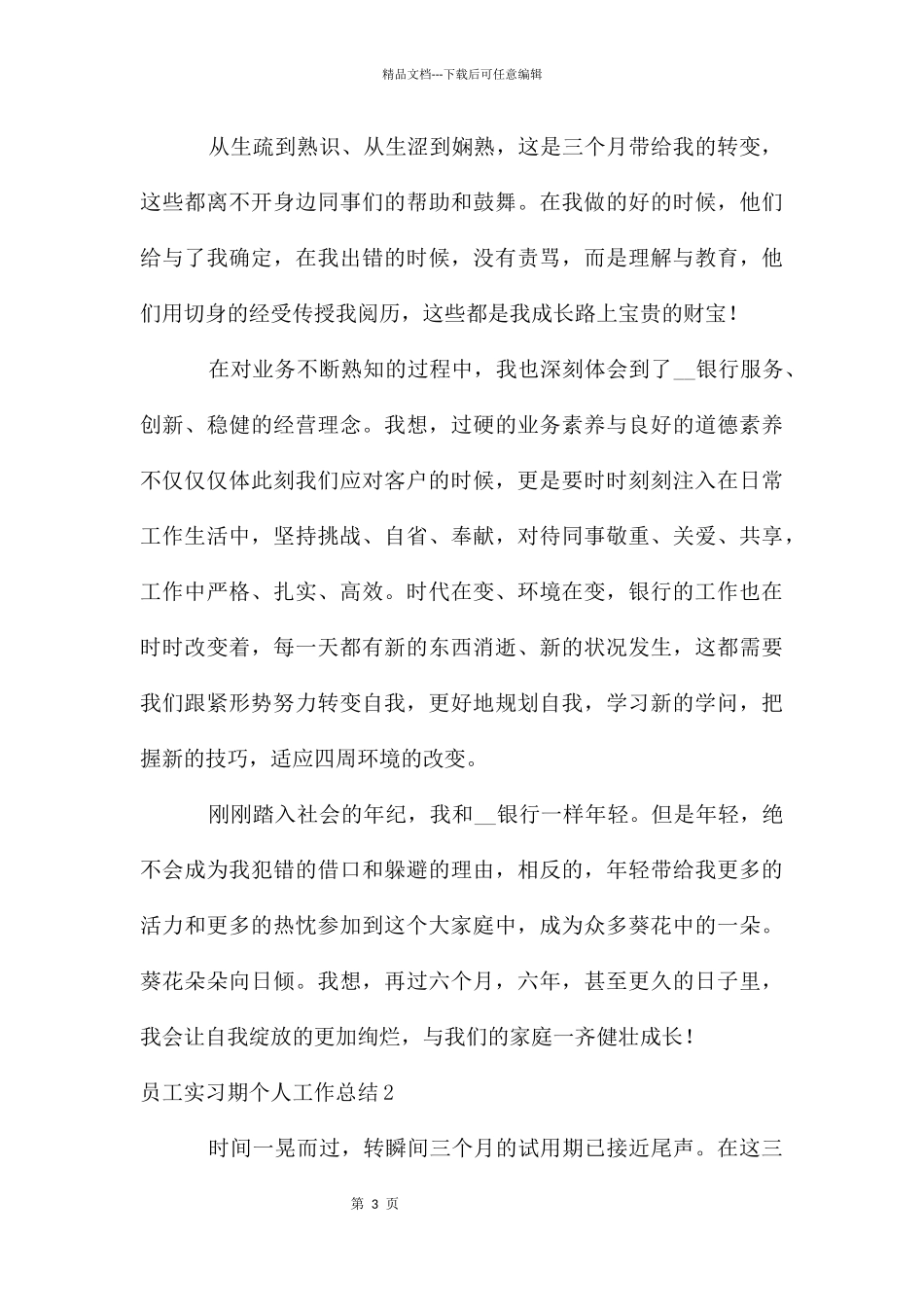 员工实习期个人工作总结_第3页