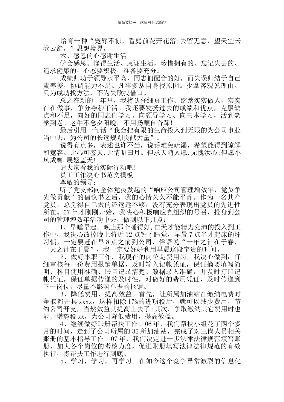 员工工作决心书相关范文_第2页