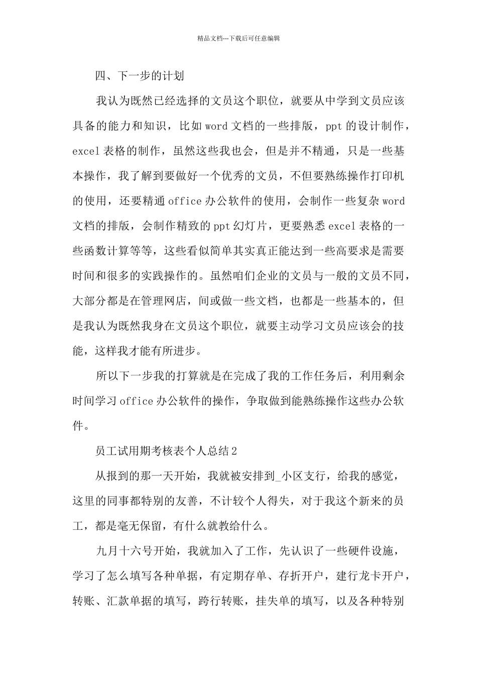 员工试用期考核表个人总结5篇_第3页