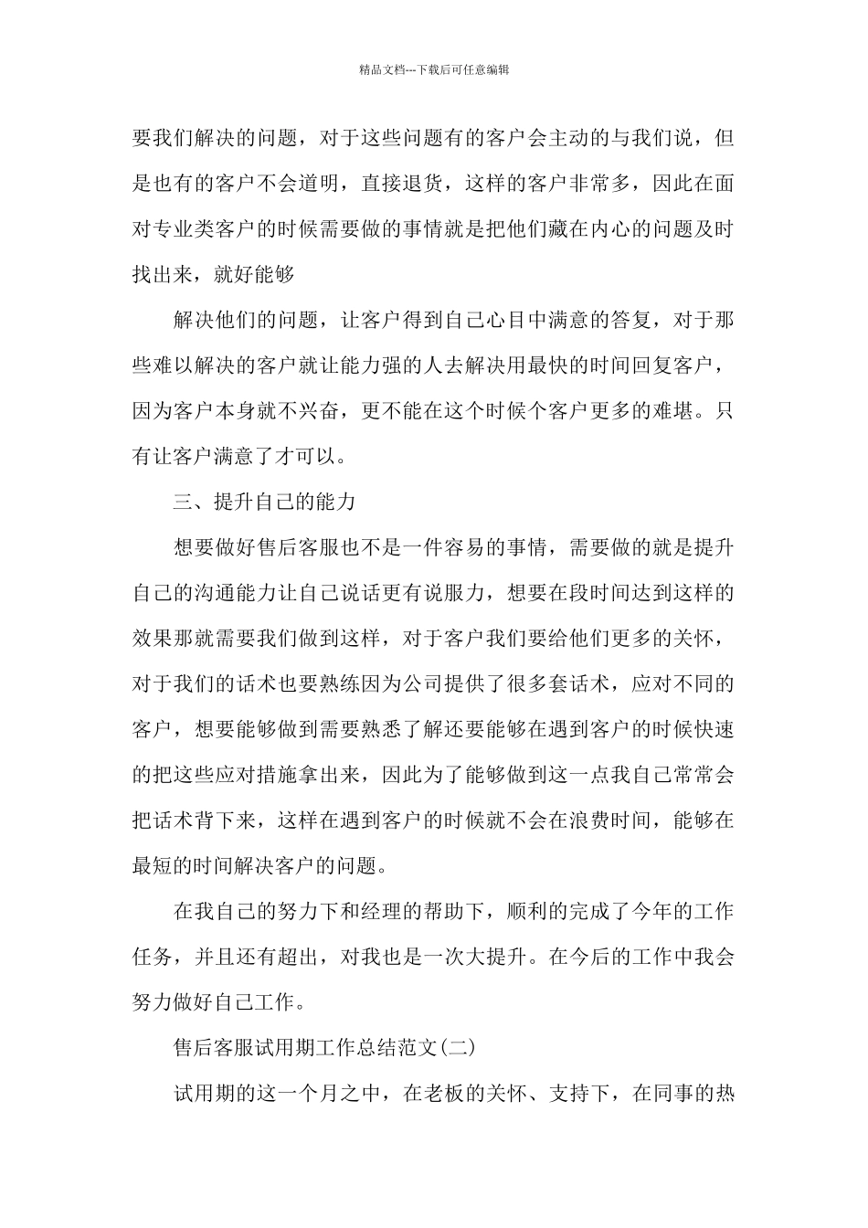 售后客服试用期工作总结_第2页