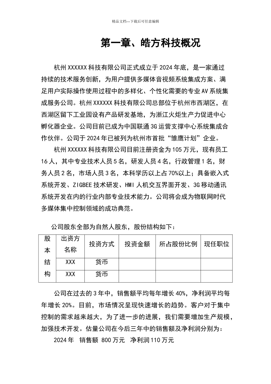 商业计划书参考模板_第3页