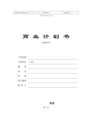 商业计划书标准版本