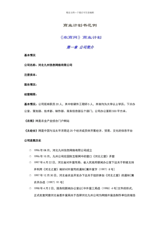 商业计划书范例