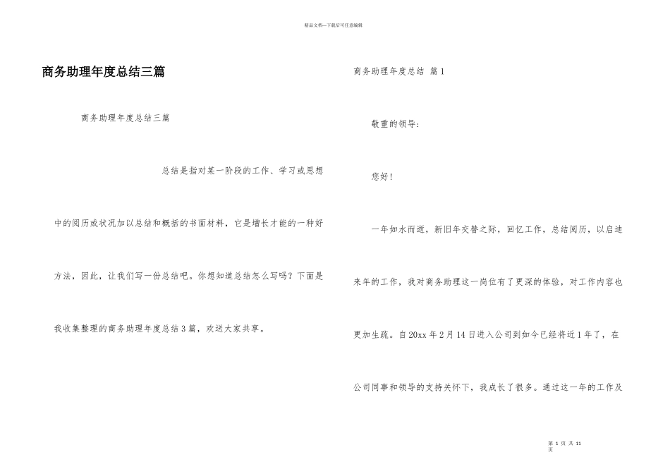 商务助理年度总结三篇_第1页