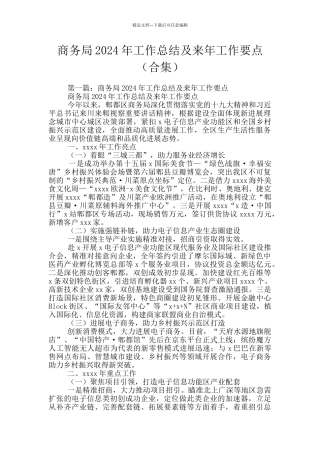 商务局2024年工作总结及来年工作要点