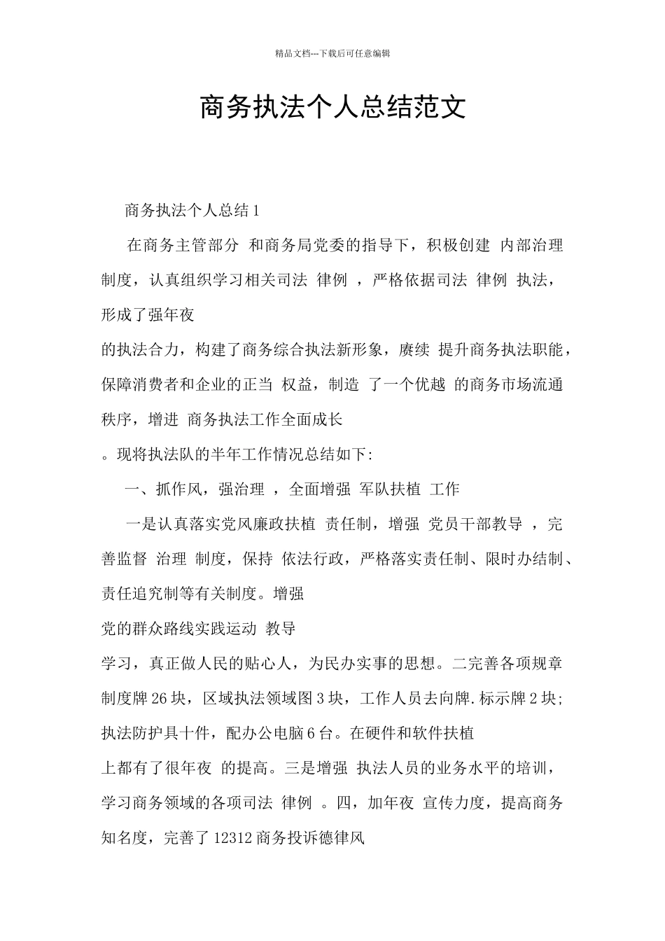 商务执法个人总结范文_第1页