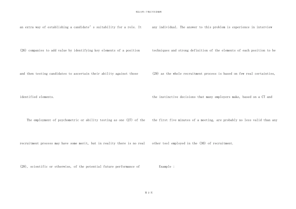 商务英语BEC高级完形填空习题_第2页