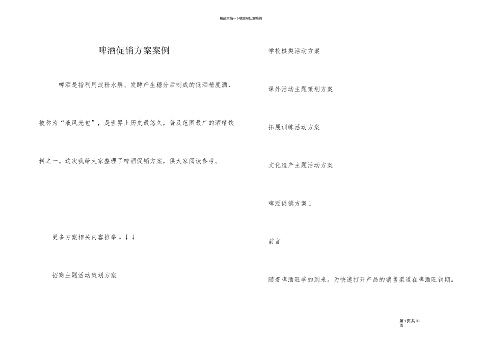 啤酒促销方案案例_第1页